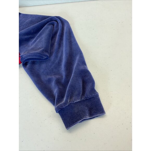 Free People Movement Sweatshirt Velour Cropped Oversized 1/2 zip boxy Blue sz LG - Picture 4 of 11